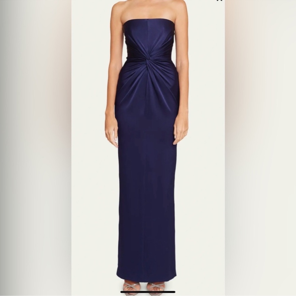 ⭐️NWT Alex Perry Navy Twisted Strapless Satin Dress ⭐️